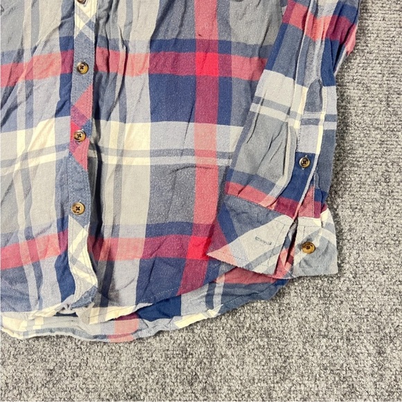 Vintage  Abercrombie & Fitch Shirt Womens Small Blue Red Plaid Button Up Sequins - Picture 4 of 7